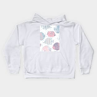 Aquarium Fishes | Pink Blue |Hand drawn Kids Hoodie